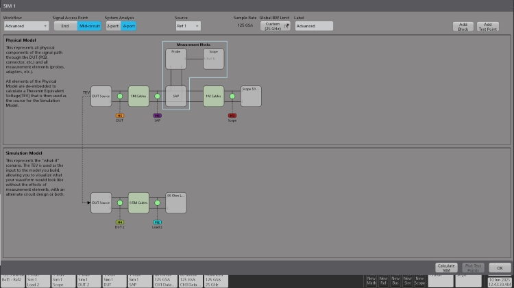 Tek Signal Integrity Modeling Software User Interface - Mid Circuit SAP