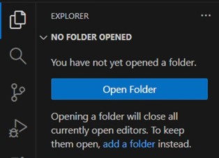 Open a folder to use as your workspace.