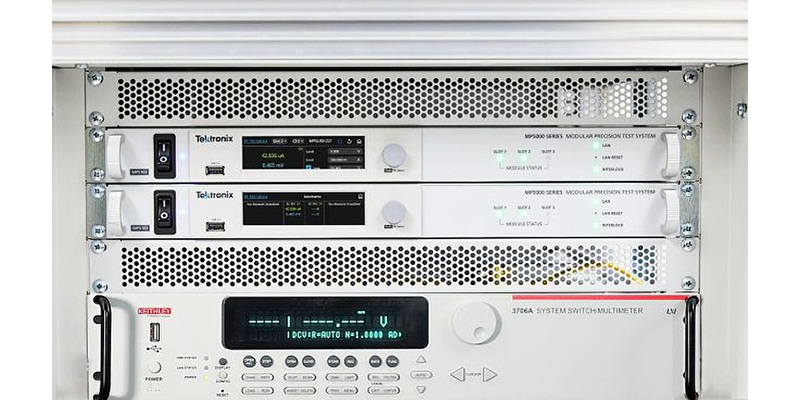 MP5000 Series racked with the 3706A digital multimeter switch