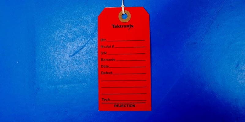 Calibration Out Of Tolerance Rejection Tag
