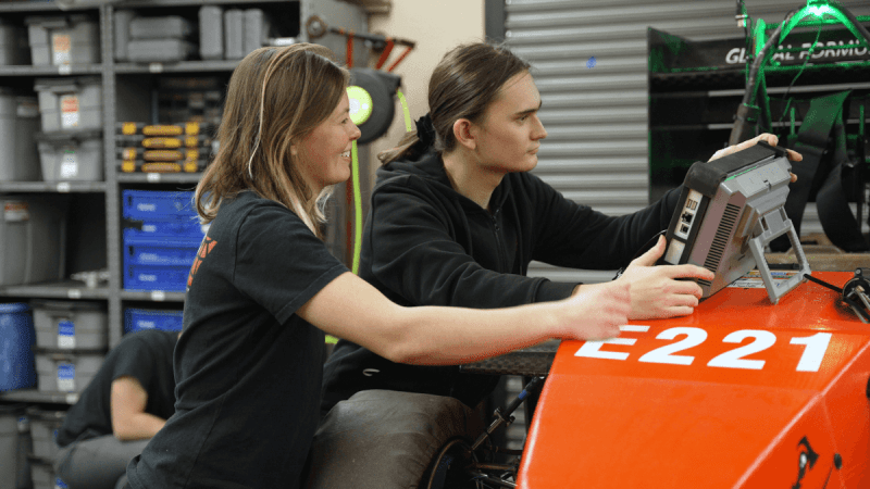 Testing a race car with battery enabled oscilloscope