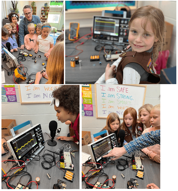 Oscilloscope learning session and demonstration.