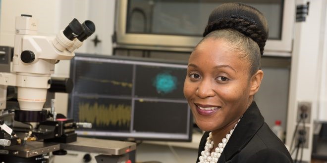 Dr. Michel Kornegay of Morgan State University in a research lab