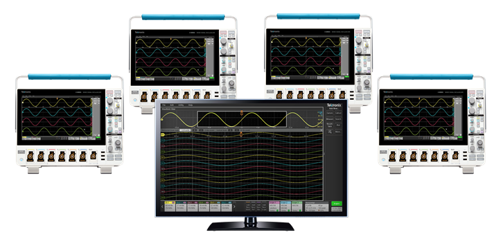 TekScope software's MultiScope features allows engineers to connect, measure and analyze up to 4 oscilloscopes in real time with up to 32 total analog channels
