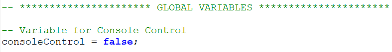 Lines of code demonstrating how to enable or disable console control.