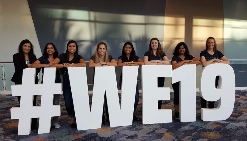 Tektronix Women in Technology group members at WE19