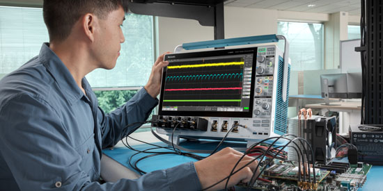 Man with 5 Series B Oscilloscope 