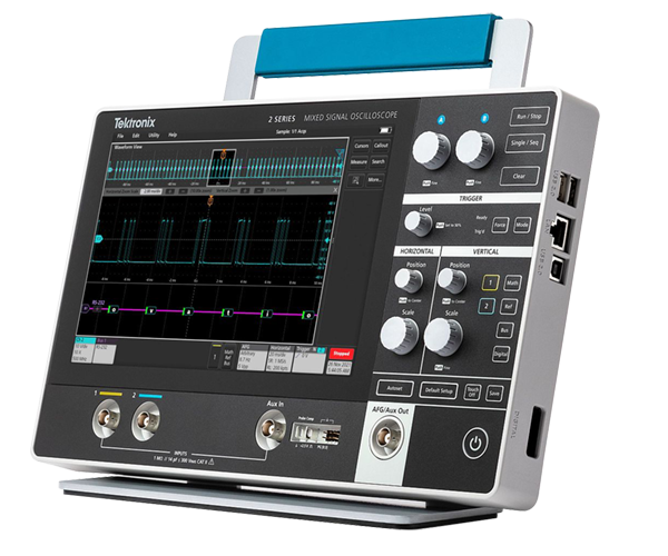 2 Series MSO Mixed Signal Oscilloscope 45-degree angle view
