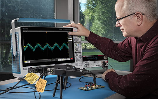 TICP IsoVu Isolated Current Probe connected to 4 Series B MSO oscilloscope.