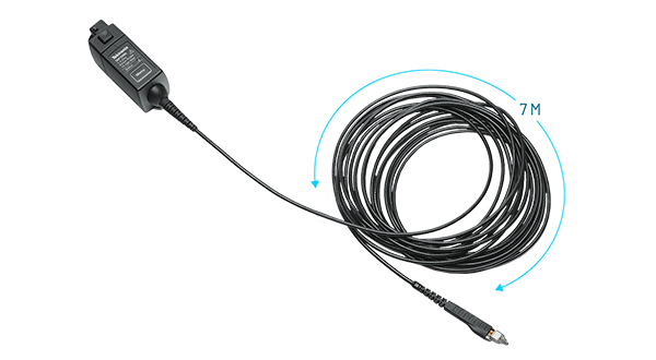 Image of a Tektronix TAP1500L Active Probe with a graphic indicating the 7 meter length of the cable.