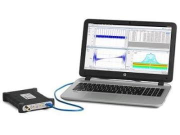 RSA306B spectrum analyzer connected to a laptop
