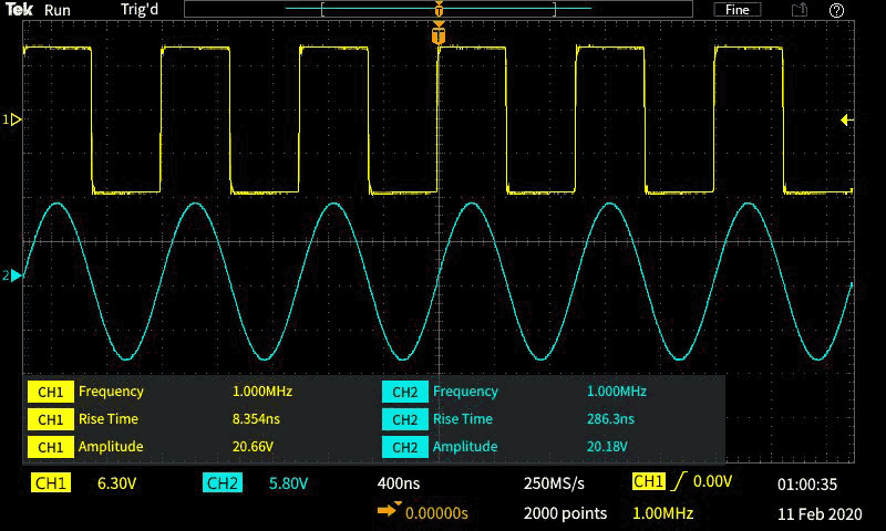 Digital storage oscilloscope display