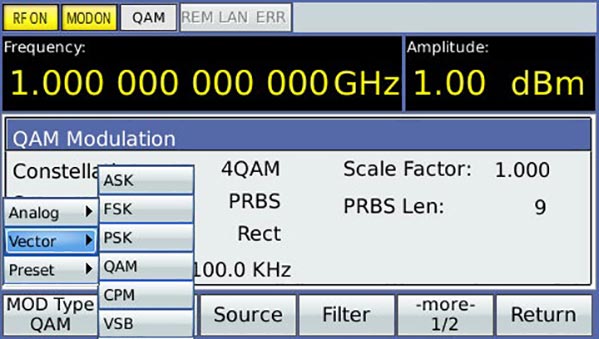 Most common vector modulation schemes examples