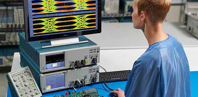 Engineer testing a high-speed serial interface