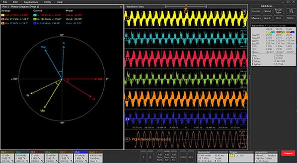 Oscilloscope measurements on traction inverter outputs