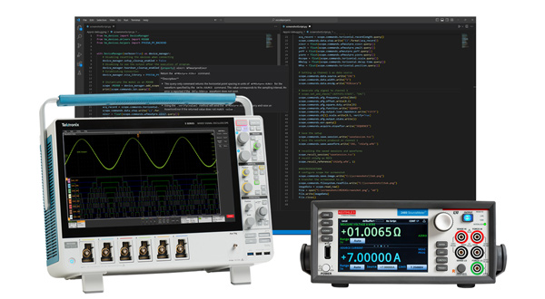 python, oscilloscope, and SMU
