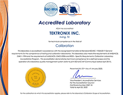ISO/IEC 17025 Accreditation Certificate