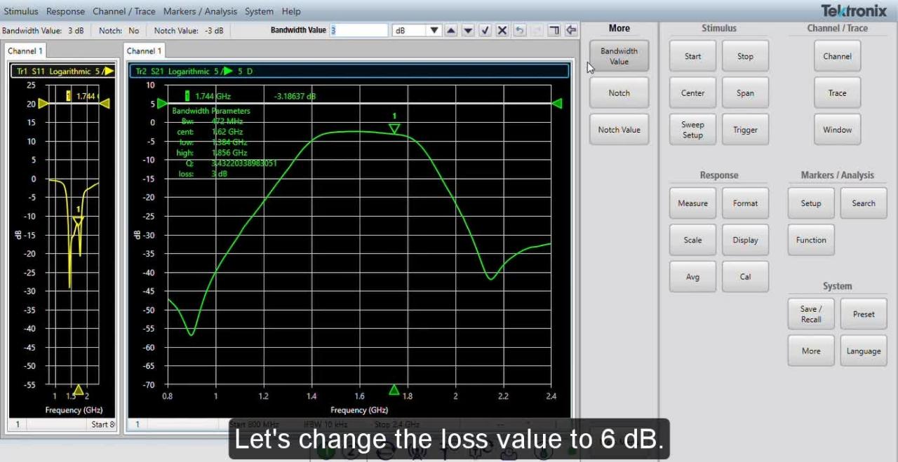 Performing a 2-Port Measurement on A Bandpass Filter for the TTR500