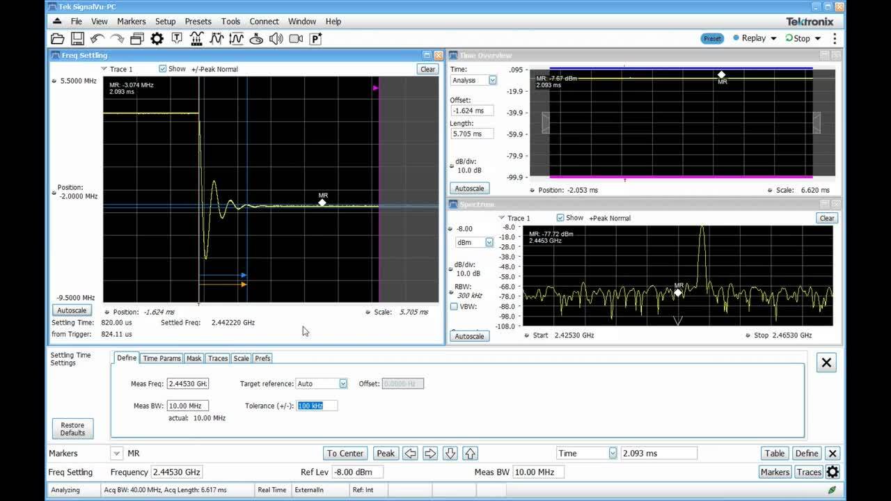 Settling Time RSA SignalVu | Tektronix