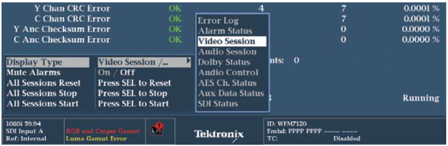 Status Display Type Menu