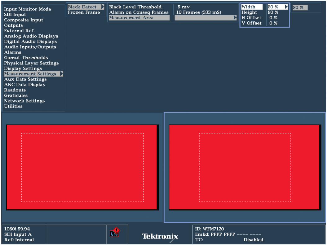 Black Detect Measurement settings