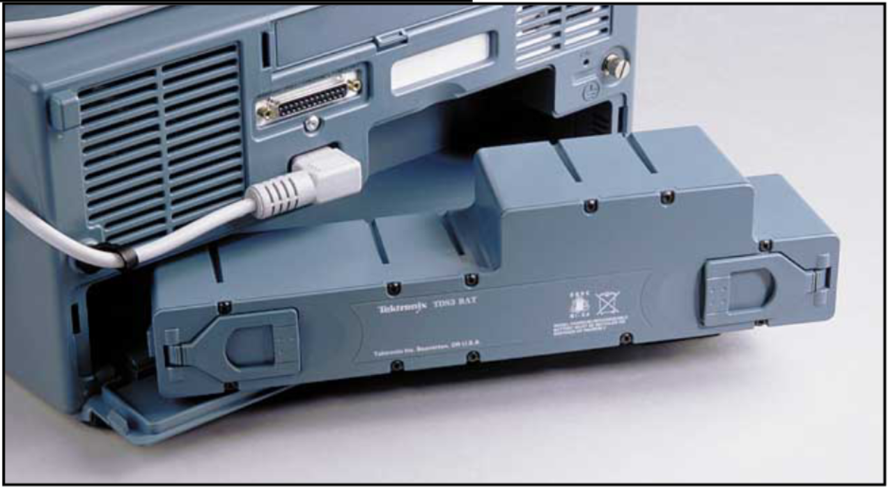 Warning displayed by TDS3000 Series when operating in battery mode.