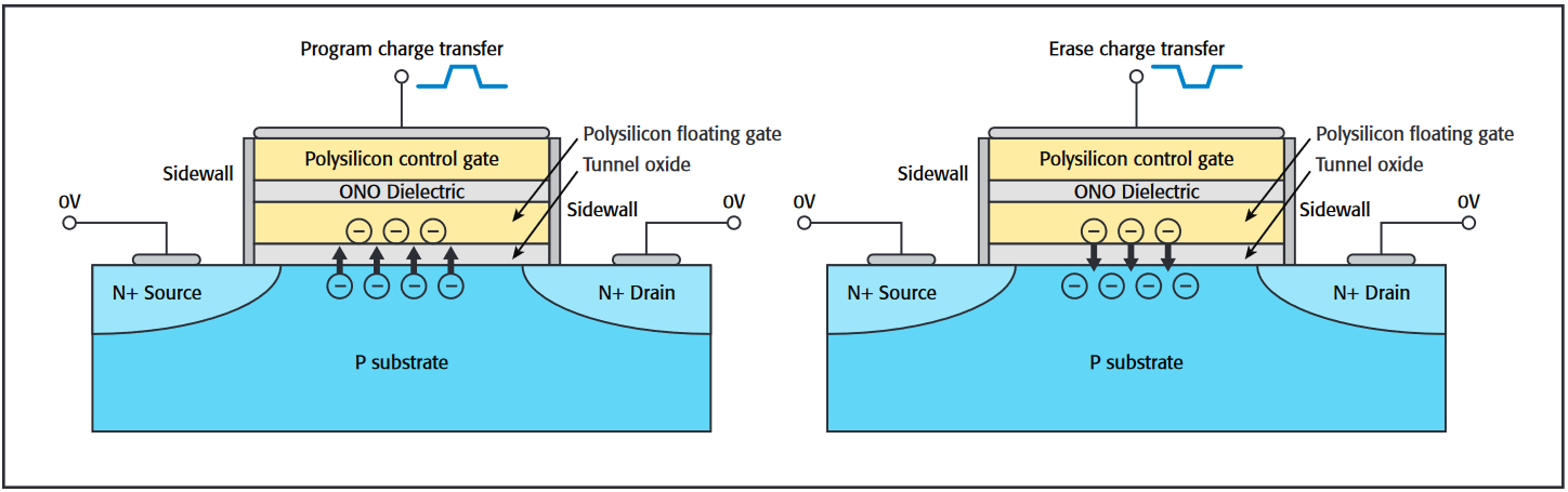 Charge transfer in a NAND flash cell