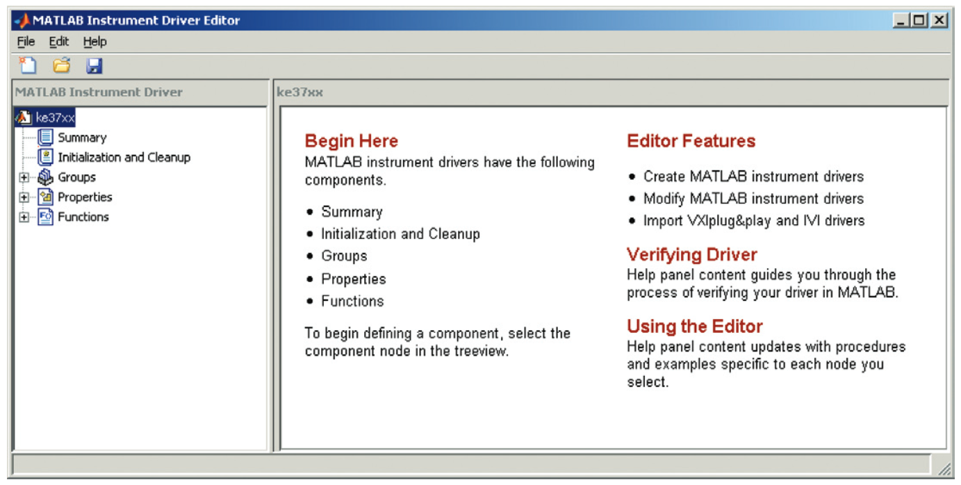 The MATLAB Instrument Driver Editor