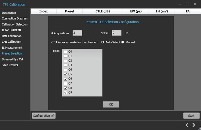 Screenshot of optimal preset calibration.