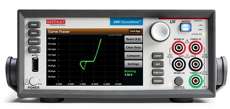 带有 I-V 曲线追踪软件的 Keithley 2461 源测量单元