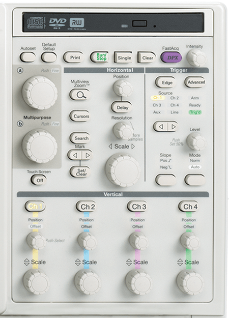 Oscilloscope front panel